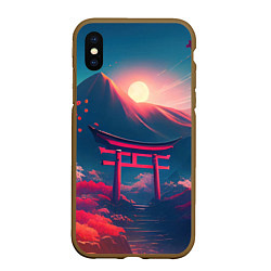 Чехол iPhone XS Max матовый Japan gate drawing, цвет: 3D-коричневый