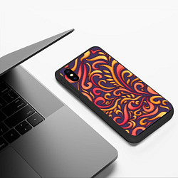 Чехол iPhone XS Max матовый Абстрактный цветочный узор, цвет: 3D-черный — фото 2