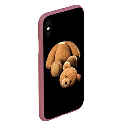 Чехол iPhone XS Max матовый Плюшевый медведь с оторванной головой, цвет: 3D-малиновый — фото 2