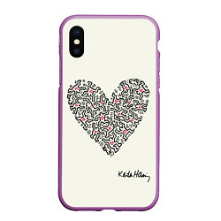 Чехол iPhone XS Max матовый Сердце - Кейт Харинг, цвет: 3D-фиолетовый