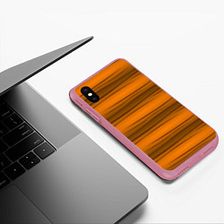 Чехол iPhone XS Max матовый Текстура бревна горизонтальные, цвет: 3D-малиновый — фото 2