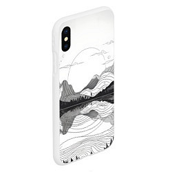 Чехол iPhone XS Max матовый Минималистичный пейзаж чб, цвет: 3D-белый — фото 2