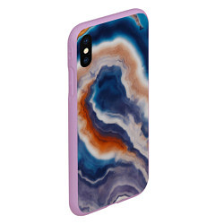 Чехол iPhone XS Max матовый Текстура агата сине-оранжевая, цвет: 3D-сиреневый — фото 2