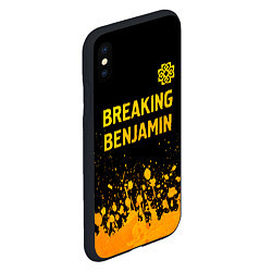 Чехол iPhone XS Max матовый Breaking Benjamin - gold gradient: символ сверху, цвет: 3D-черный — фото 2