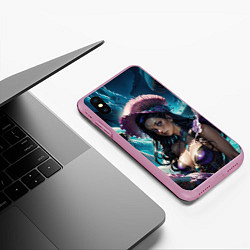 Чехол iPhone XS Max матовый Девушка фэнтази с фиолетовыми волосами, цвет: 3D-розовый — фото 2