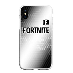 Чехол iPhone XS Max матовый Fortnite glitch на светлом фоне: символ сверху, цвет: 3D-белый