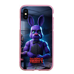 Чехол iPhone XS Max матовый Five Nights at Freddys Bonnie, цвет: 3D-розовый