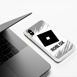 Чехол iPhone XS Max матовый Roblox glitch на светлом фоне, цвет: 3D-белый — фото 2