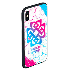 Чехол iPhone XS Max матовый Breaking Benjamin neon gradient style, цвет: 3D-черный — фото 2