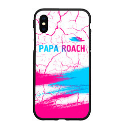 Чехол iPhone XS Max матовый Papa Roach neon gradient style: символ сверху, цвет: 3D-черный