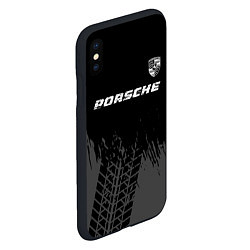 Чехол iPhone XS Max матовый Porsche speed на темном фоне со следами шин: симво, цвет: 3D-черный — фото 2
