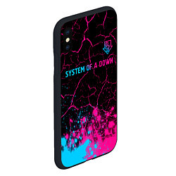 Чехол iPhone XS Max матовый System of a Down - neon gradient: символ сверху, цвет: 3D-черный — фото 2