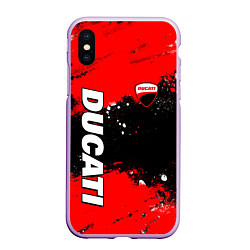 Чехол iPhone XS Max матовый Ducati - красная униформа с красками, цвет: 3D-сиреневый