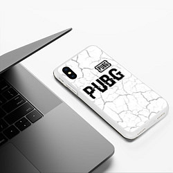 Чехол iPhone XS Max матовый PUBG glitch на светлом фоне: символ сверху, цвет: 3D-белый — фото 2
