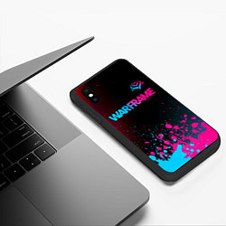 Чехол iPhone XS Max матовый Warframe - neon gradient: символ сверху, цвет: 3D-черный — фото 2