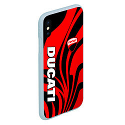 Чехол iPhone XS Max матовый Ducati - red stripes, цвет: 3D-голубой — фото 2