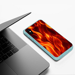 Чехол iPhone XS Max матовый Костёр на чёрном фоне, цвет: 3D-мятный — фото 2