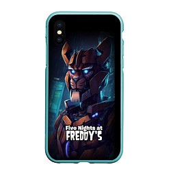 Чехол iPhone XS Max матовый Five Nights at Freddys Bonnie cyberpunk, цвет: 3D-мятный