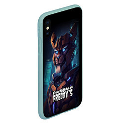 Чехол iPhone XS Max матовый Five Nights at Freddys Bonnie cyberpunk, цвет: 3D-мятный — фото 2