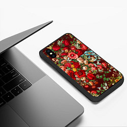 Чехол iPhone XS Max матовый Платок цветочный узор, цвет: 3D-черный — фото 2