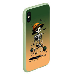 Чехол iPhone XS Max матовый Funny skeleton - halloween - neural network, цвет: 3D-салатовый — фото 2