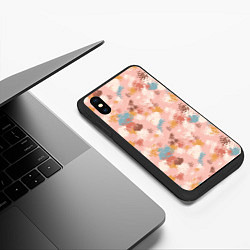 Чехол iPhone XS Max матовый Разноцветные мазки, пятна в пастельных тонах, цвет: 3D-черный — фото 2