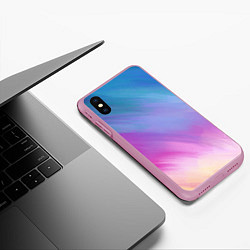 Чехол iPhone XS Max матовый Абстрактная текстура акварельного градиента, цвет: 3D-розовый — фото 2