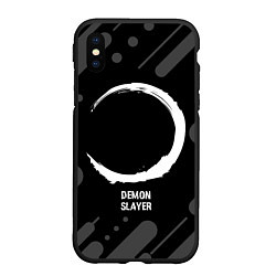 Чехол iPhone XS Max матовый Demon Slayer glitch на темном фоне, цвет: 3D-черный