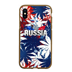 Чехол iPhone XS Max матовый Russia лепестки, цвет: 3D-коричневый