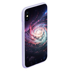 Чехол iPhone XS Max матовый Спиральная галактика в космосе, цвет: 3D-светло-сиреневый — фото 2