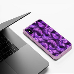 Чехол iPhone XS Max матовый Фиолетовые щупальца и дым, цвет: 3D-сиреневый — фото 2