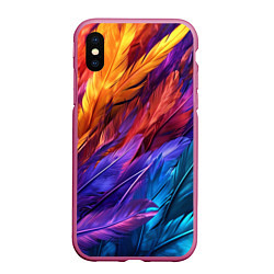 Чехол iPhone XS Max матовый Яркие крылья, цвет: 3D-малиновый