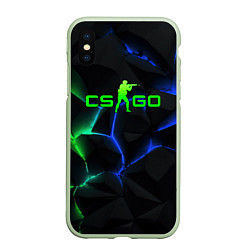 Чехол iPhone XS Max матовый CS GO green blue neon, цвет: 3D-салатовый