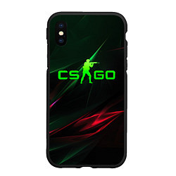 Чехол iPhone XS Max матовый CSGO green logo, цвет: 3D-черный