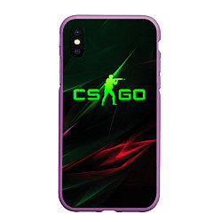 Чехол iPhone XS Max матовый CSGO green logo, цвет: 3D-фиолетовый