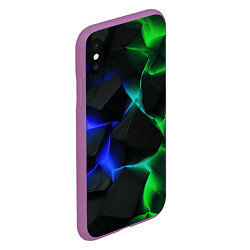 Чехол iPhone XS Max матовый Синие и зеленые плиты, цвет: 3D-фиолетовый — фото 2