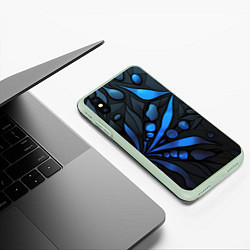 Чехол iPhone XS Max матовый Black blue elements, цвет: 3D-салатовый — фото 2