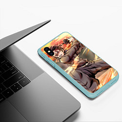 Чехол iPhone XS Max матовый Клинок рассекающий демонов Тандзиро Камадо, цвет: 3D-мятный — фото 2