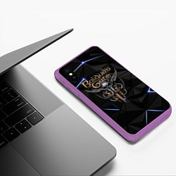 Чехол iPhone XS Max матовый Baldurs Gate 3 black blue, цвет: 3D-фиолетовый — фото 2