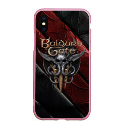Чехол iPhone XS Max матовый Baldurs Gate 3 logo dark