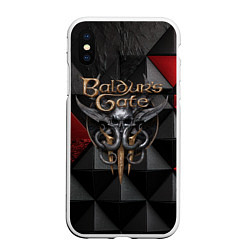 Чехол iPhone XS Max матовый Baldurs Gate 3 logo red black