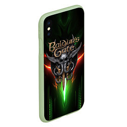 Чехол iPhone XS Max матовый Baldurs Gate 3 logo green red light, цвет: 3D-салатовый — фото 2