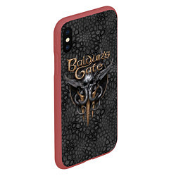 Чехол iPhone XS Max матовый Baldurs Gate 3 logo dark black, цвет: 3D-красный — фото 2