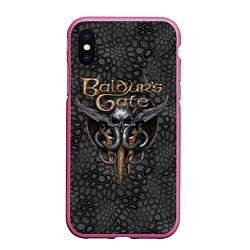 Чехол iPhone XS Max матовый Baldurs Gate 3 logo dark black