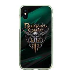 Чехол iPhone XS Max матовый Baldurs Gate 3 logo green geometry, цвет: 3D-салатовый