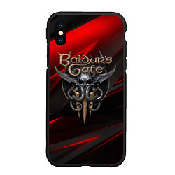 Чехол iPhone XS Max матовый Baldurs Gate 3 logo geometry, цвет: 3D-черный