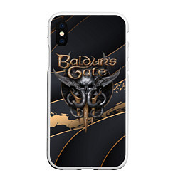 Чехол iPhone XS Max матовый Baldurs Gate 3 logo dark logo, цвет: 3D-белый