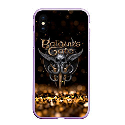 Чехол iPhone XS Max матовый Baldurs Gate 3 logo dark gold logo, цвет: 3D-сиреневый