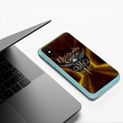 Чехол iPhone XS Max матовый Baldurs Gate 3 logo black gold, цвет: 3D-мятный — фото 2