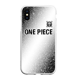Чехол iPhone XS Max матовый One Piece glitch на светлом фоне: символ сверху, цвет: 3D-белый